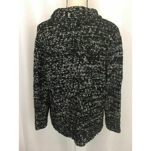 Zara Womens Black White Knit Long Sleeve Sweater Top Medium - Picture 4 of 5